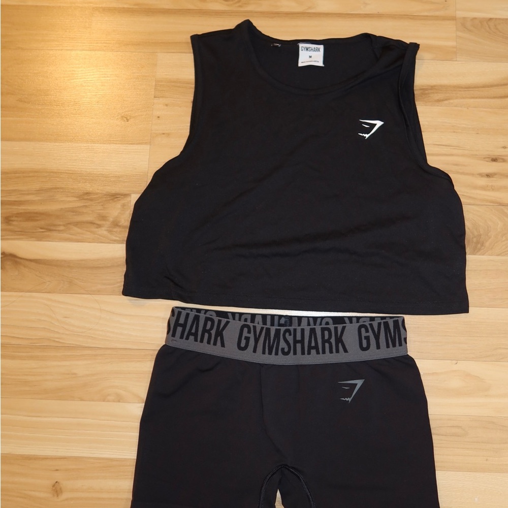 Gymshark Black Crop Top and Shorts Set
